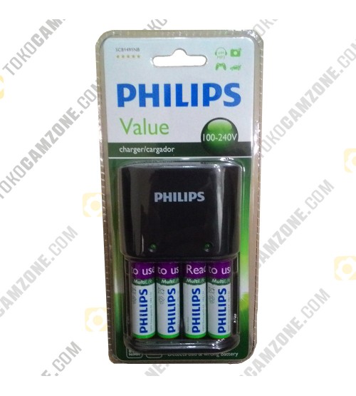 Philips Value Charger With 4x AA 2000mAh SCB1491NB